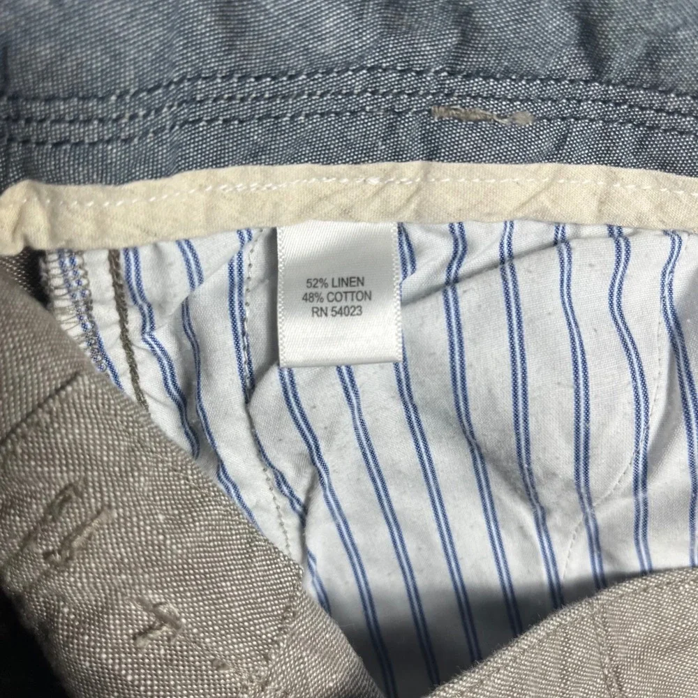 Banana Republic Straight Fit Pants Mens 35/32 Tan Linen Blend Drawstring Casual